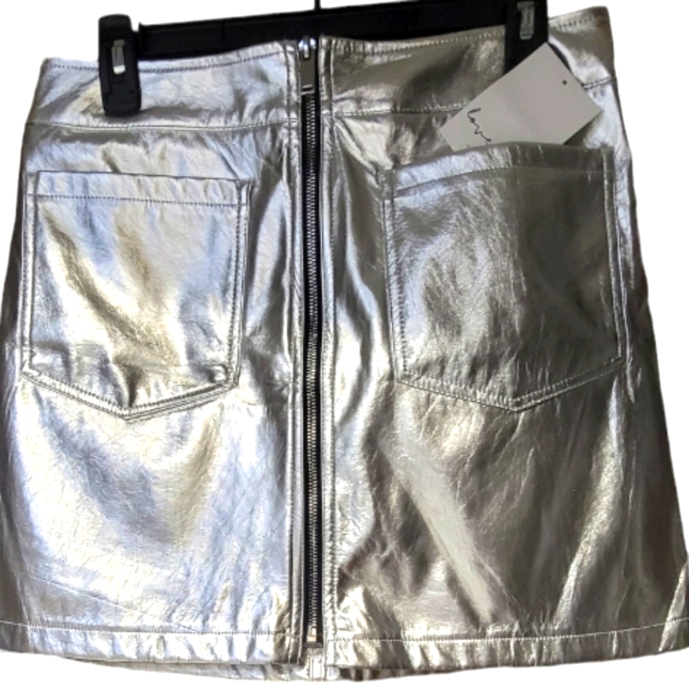 Metallic silver skirt